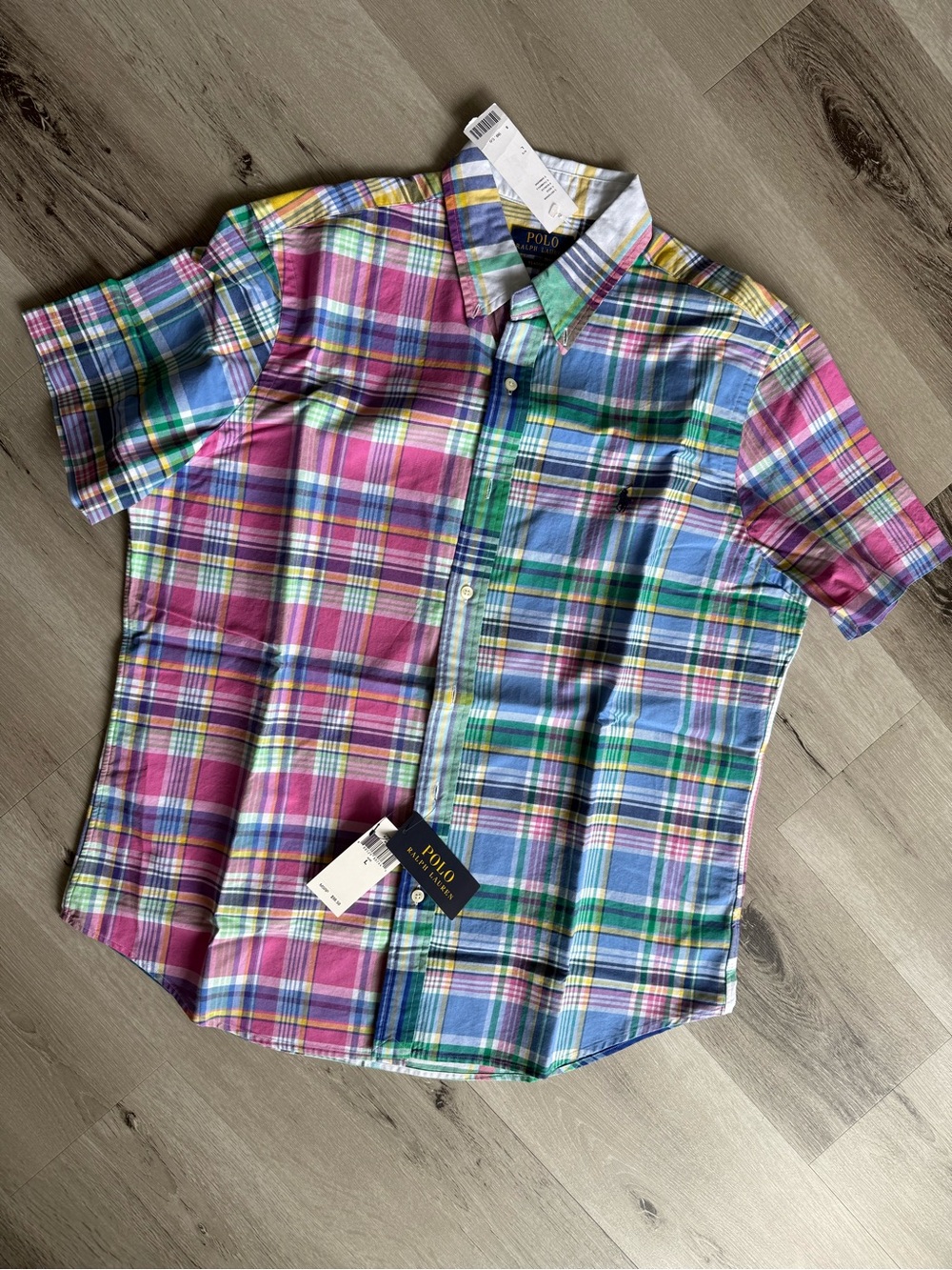 Polo by Ralph Lauren Multicolor Plaid Short-Sleeve Slim Fit Shirt, Size L